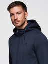 Ombre Clothing Мъжко суитшърт с качулка от гладко плетиво - тъмно синьо V4 OM-SZBC-0196 Ombre Clothing