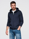 Ombre Clothing Мъжко суитшърт с качулка от гладко плетиво - тъмно синьо V4 OM-SZBC-0196 Ombre Clothing