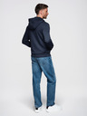 Ombre Clothing Мъжко суитшърт с качулка от гладко плетиво - тъмно синьо V4 OM-SZBC-0196 Ombre Clothing