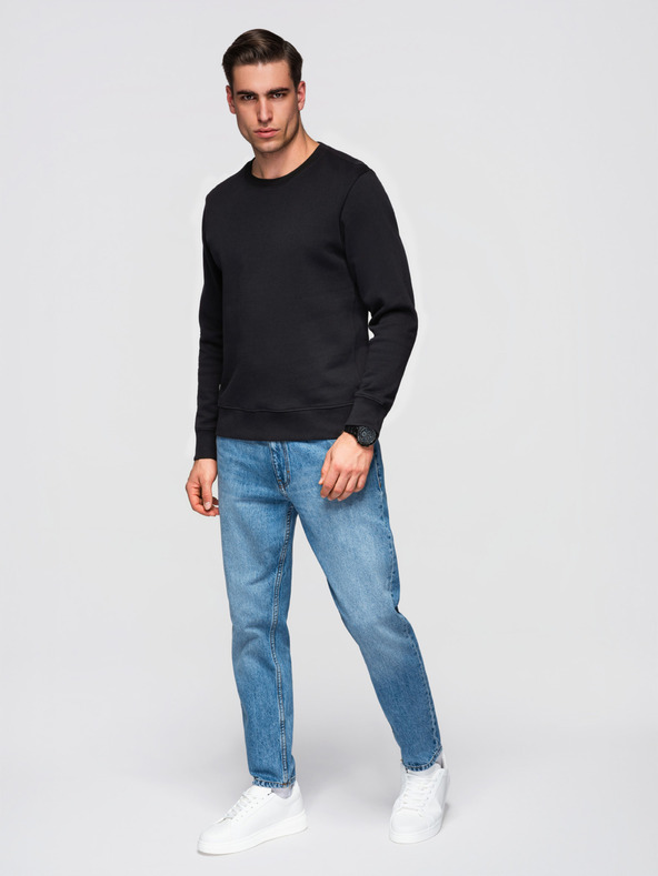 Ombre Clothing Мъжко суитшърт BASIC с кръгло деколте - черно Ombre Clothing