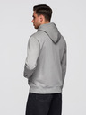 Ombre Clothing Мъжко памучно кангур суитшърт BASIC с качулка - сиво Ombre Clothing