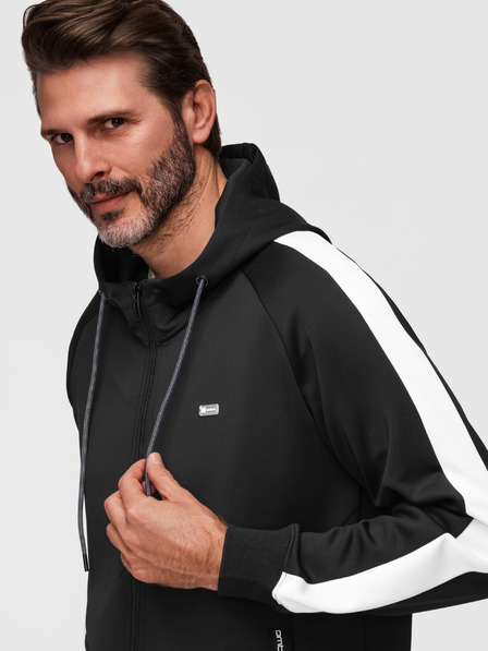 Ombre Clothing Мъжко суитшърт на цип с качулка и кант - черно V1 B1717 Ombre Clothing