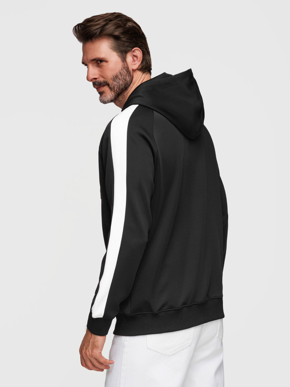 Ombre Clothing Мъжко суитшърт на цип с качулка и кант - черно V1 B1717 Ombre Clothing