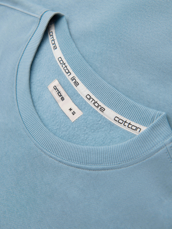 Ombre Clothing Мъжко суитшърт BASIC с кръгло деколте - синьо Ombre Clothing