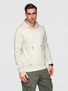 Ombre Clothing Мъжко памучно суитшърт BASIC с кангур джеб и качулка - кремаво Ombre Clothing