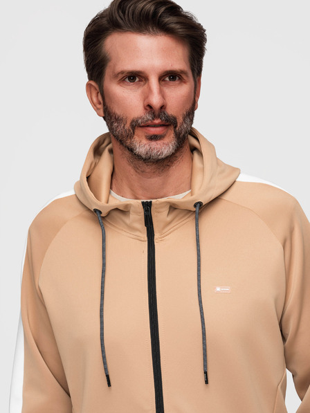 Ombre Clothing Мъжко суитшърт с качулка без бутони и кант - бежово V4 B1717 Ombre Clothing