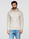 Ombre Clothing Мъжко памучно кангур суитшърт BASIC с качулка - светло бежово Ombre Clothing