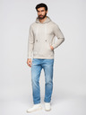 Ombre Clothing Мъжко памучно кангур суитшърт BASIC с качулка - светло бежово Ombre Clothing