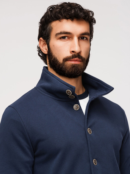 Ombre Clothing Мъжко плетено суитшърт със стойче - тъмно синьо V4 B1716 Ombre Clothing