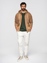 Ombre Clothing Мъжко памучно суитшърт BASIC с качулка - кафяво V2 OM-SSBZ-0272 Ombre Clothing