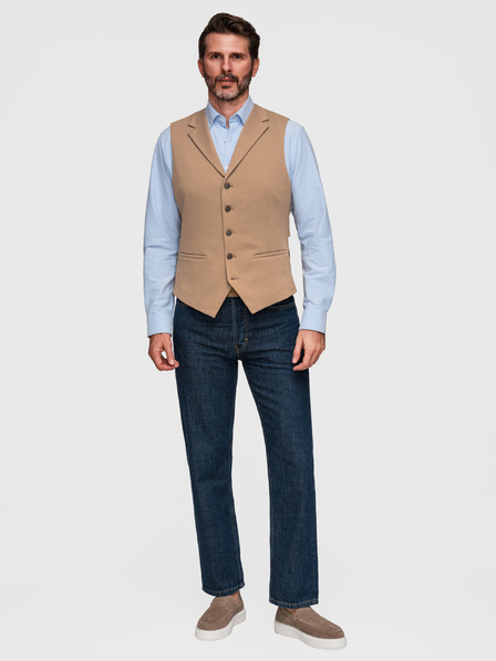 Ombre Clothing Мъжка елегантна жилетка с остатъци - кафява V1 V66 Ombre Clothing