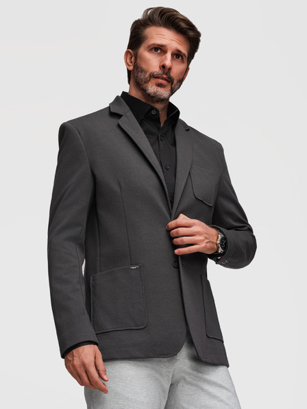 Ombre Clothing Мъжки плетен сако с тясно кроене с фина структура - графит V1 M165 Ombre Clothing