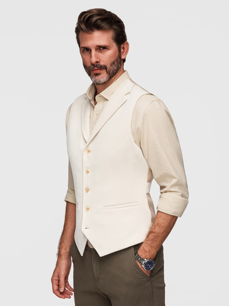 Ombre Clothing Елегантна мъжка жилетка с остатъци - бежова V2 V66 Ombre Clothing