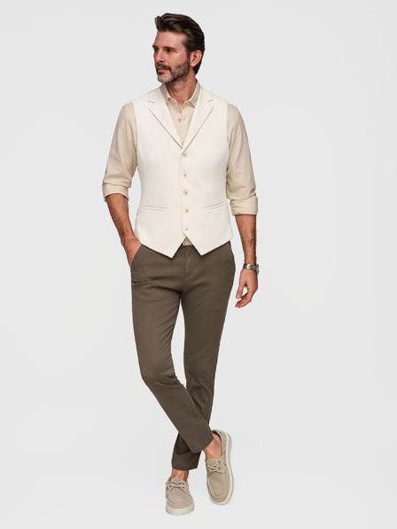 Ombre Clothing Елегантна мъжка жилетка с остатъци - бежова V2 V66 Ombre Clothing