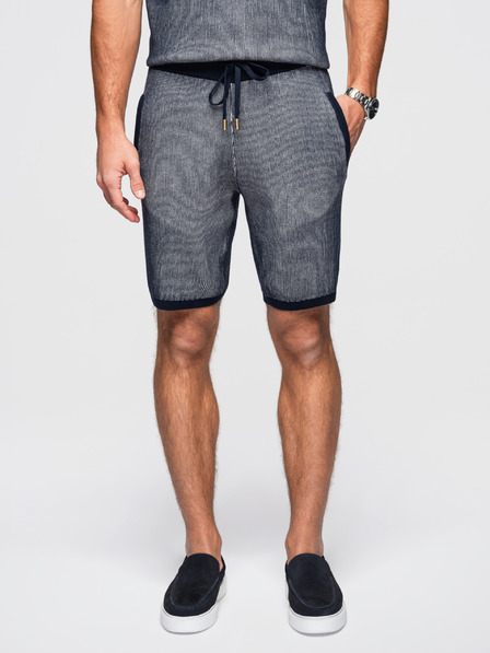 Ombre Clothing Мъжки плетени шорти с регулируемо съставка - тъмно синьо V3 OM-SRCS-0202 Ombre Clothing