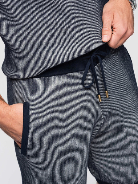 Ombre Clothing Мъжки плетени шорти с регулируемо съставка - тъмно синьо V3 OM-SRCS-0202 Ombre Clothing