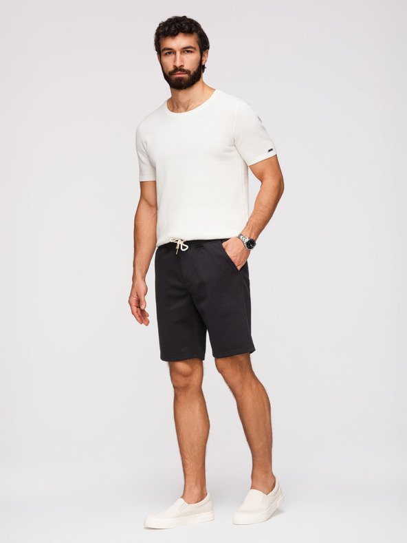 Ombre Clothing Мъжки структурирани шорти REGULAR FIT - черно V2 OM-SRSK-0124 Ombre Clothing