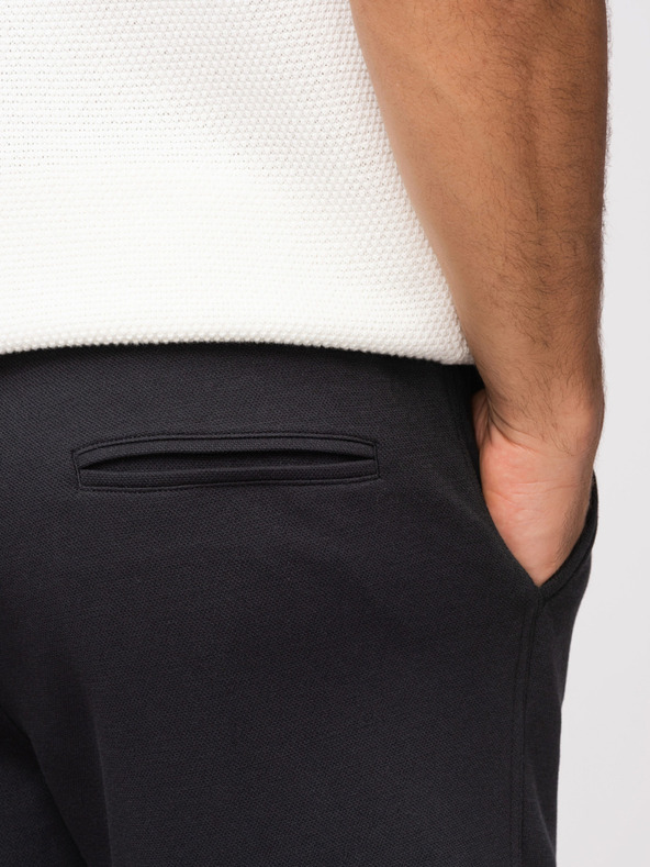 Ombre Clothing Мъжки структурирани шорти REGULAR FIT - черно V2 OM-SRSK-0124 Ombre Clothing