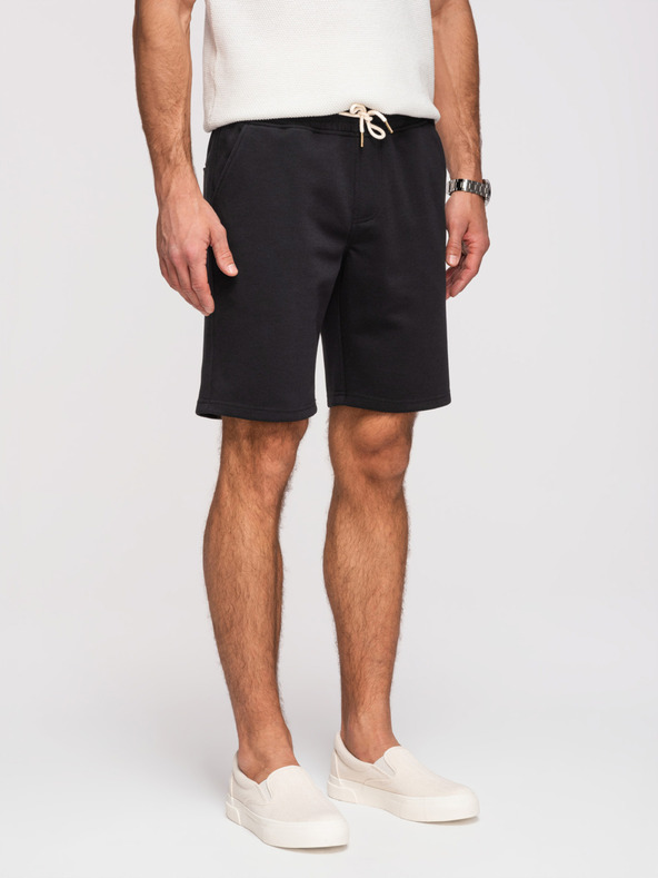 Ombre Clothing Мъжки структурирани шорти REGULAR FIT - черно V2 OM-SRSK-0124 Ombre Clothing