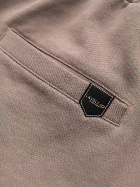 Ombre Clothing Мъжки шорти REGULAR FIT от френски фротирани плет - тъмно бежово V2 OM-SRSK-0196 Ombre Clothing