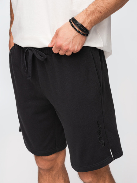 Ombre Clothing Мъжки шорти REGULAR FIT от френски фротирани плет - черно V4 OM-SRSK-0196 Ombre Clothing