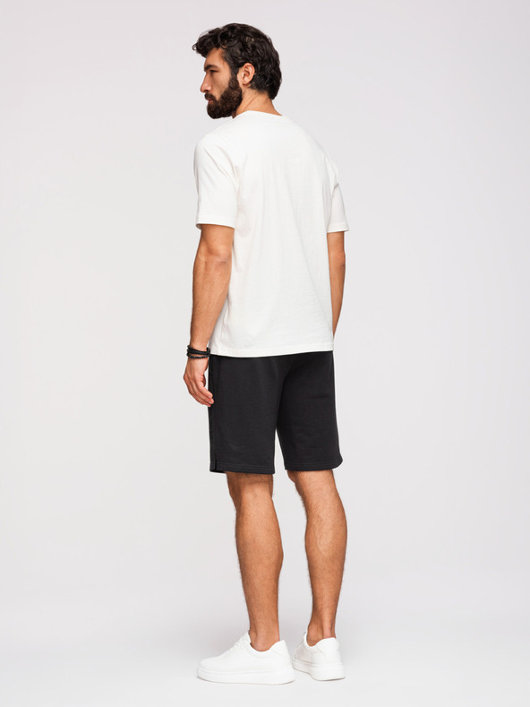 Ombre Clothing Мъжки шорти REGULAR FIT от френски фротирани плет - черно V4 OM-SRSK-0196 Ombre Clothing