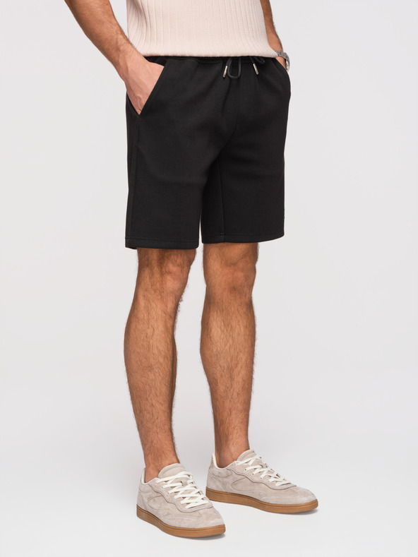 Ombre Clothing Мъжки шорти REGULAR FIT от гладък плет - черно V1 OM-SRBC-0153 Ombre Clothing