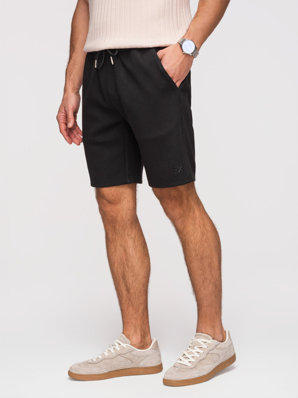 Ombre Clothing Мъжки шорти REGULAR FIT от гладък плет - черно V1 OM-SRBC-0153 Ombre Clothing