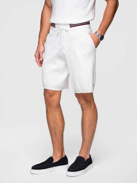 Ombre Clothing Мъжки вискозни структурирани шорти REGULAR - бяло V1 OM-SRCS-0203 Ombre Clothing
