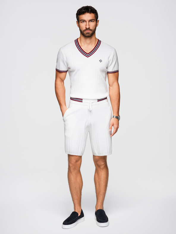 Ombre Clothing Мъжки вискозни структурирани шорти REGULAR - бяло V1 OM-SRCS-0203 Ombre Clothing
