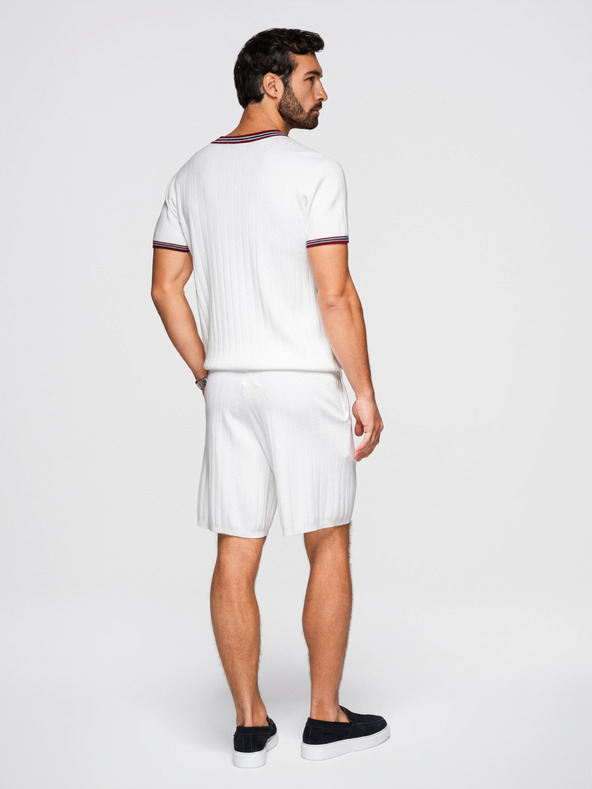 Ombre Clothing Мъжки вискозни структурирани шорти REGULAR - бяло V1 OM-SRCS-0203 Ombre Clothing