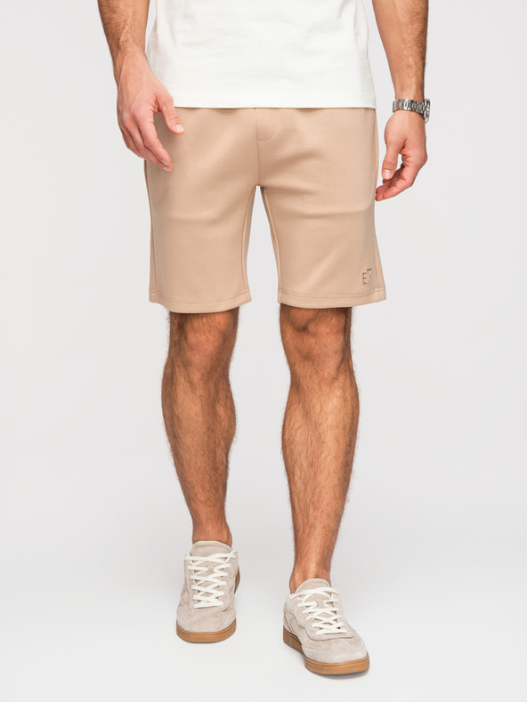 Ombre Clothing Мъжки шорти REGULAR FIT от гладък плет - бежово V3 OM-SRBC-0153 Ombre Clothing