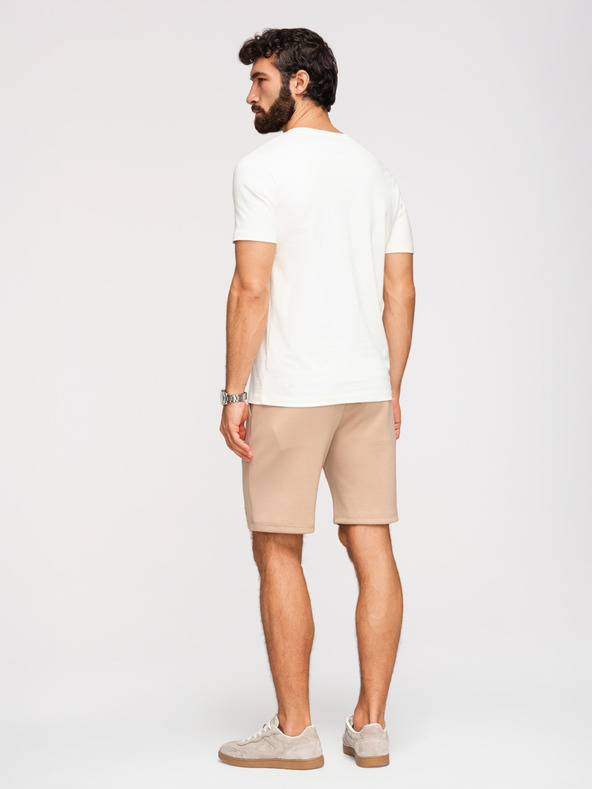 Ombre Clothing Мъжки шорти REGULAR FIT от гладък плет - бежово V3 OM-SRBC-0153 Ombre Clothing