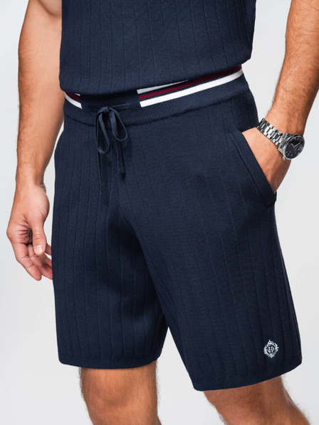 Ombre Clothing Мъжки структурирани вискозни шорти REGULAR - тъмно синьо V2 OM-SRCS-0203 Ombre Clothing