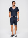Ombre Clothing Мъжки структурирани вискозни шорти REGULAR - тъмно синьо V2 OM-SRCS-0203 Ombre Clothing