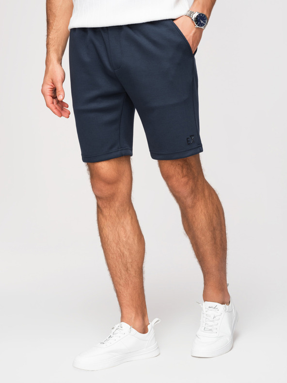 Ombre Clothing Мъжки шорти от гладък плет REGULAR FIT - тъмно синьо V4 OM-SRBC-0153 Ombre Clothing