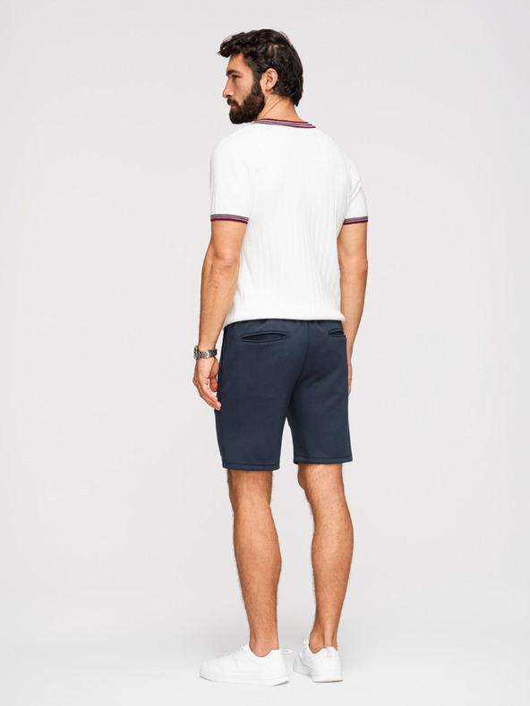 Ombre Clothing Мъжки шорти от гладък плет REGULAR FIT - тъмно синьо V4 OM-SRBC-0153 Ombre Clothing