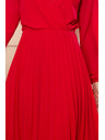 numoco ISABELLE Плисирана рокля с деколте и дълъг ръкав - Червена