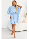 numoco SOFIA Рокля тип пеперуда със завързване в талията - светлосиня