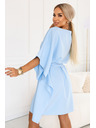 numoco SOFIA Рокля тип пеперуда със завързване в талията - светлосиня