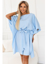 numoco SOFIA Рокля тип пеперуда със завързване в талията - светлосиня
