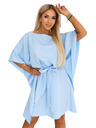 numoco SOFIA Рокля тип пеперуда със завързване в талията - светлосиня
