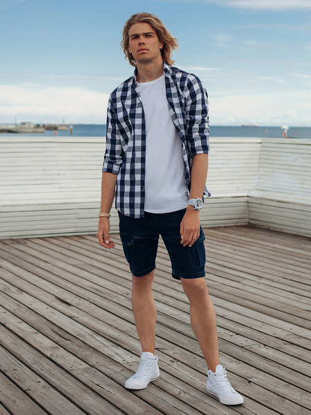 Ombre Clothing Тъмно сини мъжки къси панталони от деним Ombre Clothing W362