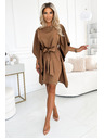 numoco SOFIA Рокля с пеперудени ръкави и връзване в талията - капучино