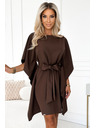 numoco SOFIA Butterfly рокля с колан в талията - шоколадово