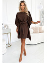 numoco SOFIA Butterfly рокля с колан в талията - шоколадово