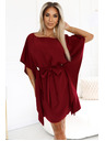 numoco SOFIA Butterfly рокля с колан в талията - винено червено