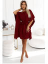 numoco SOFIA Butterfly рокля с колан в талията - винено червено