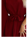 numoco SOFIA Butterfly рокля с колан в талията - винено червено