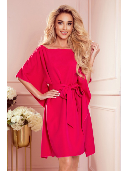 numoco SOFIA Butterfly рокля с колан в талията - малина